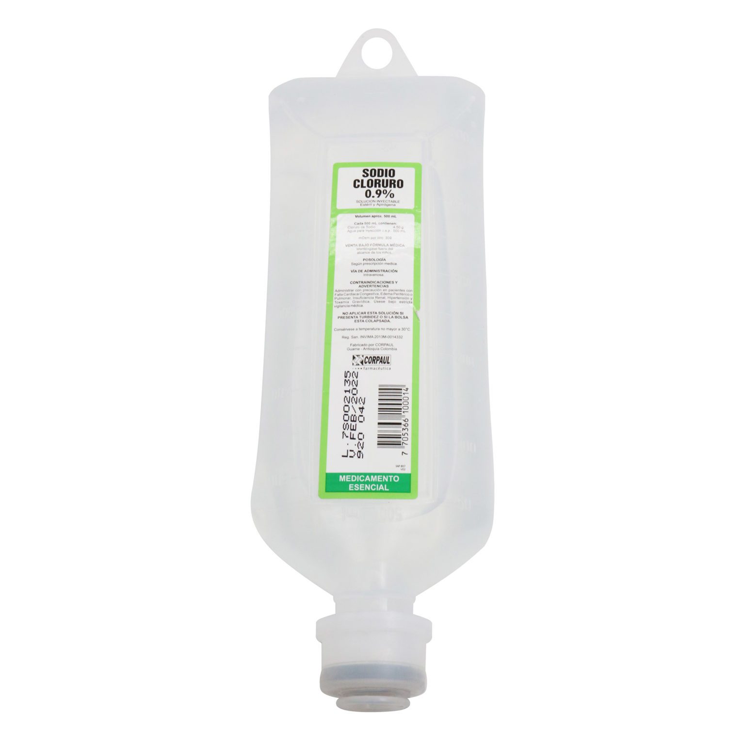 Suero Fisiologico Corpaul 500 Ml Línea Vital Droguería 3192 2427